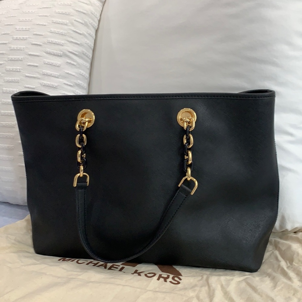 Michael Kors Black Leather Tote Bag